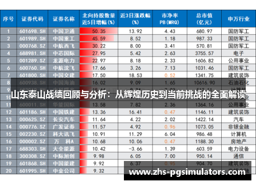 山东泰山战绩回顾与分析：从辉煌历史到当前挑战的全面解读
