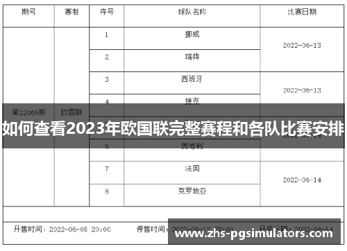 如何查看2023年欧国联完整赛程和各队比赛安排